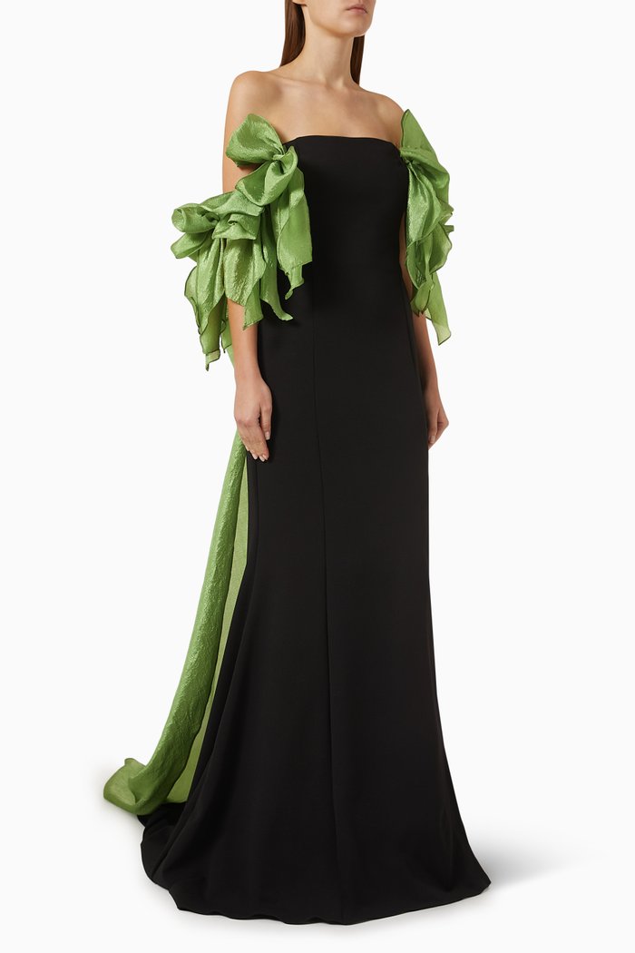 

Off-the-shoulder Dress in Scuba-crepe, Green