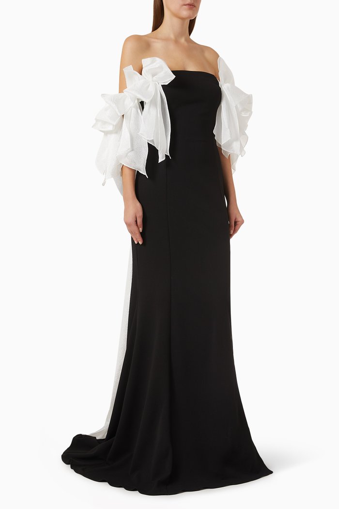 

Off-the-shoulder Dress in Scuba-crepe, Neutral