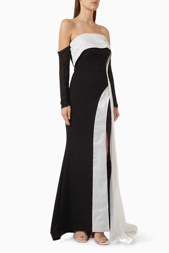 

Monochrome Strapless Dress in Scuba-crepe, Black