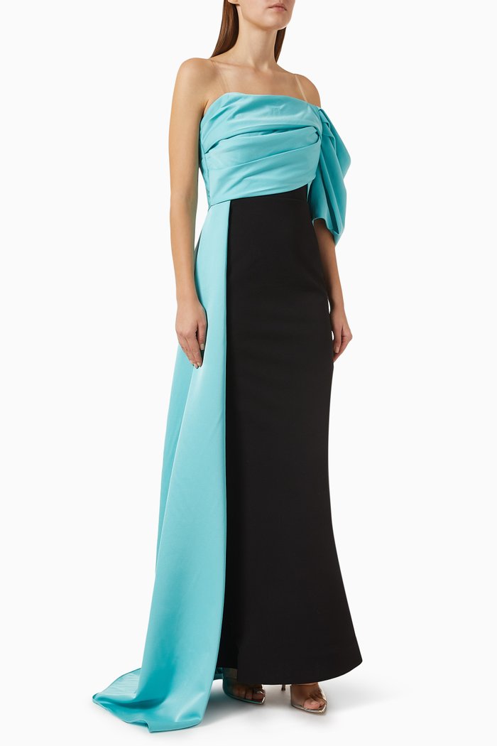 

One-shoulder Dress in Scuba-crepe, Blue
