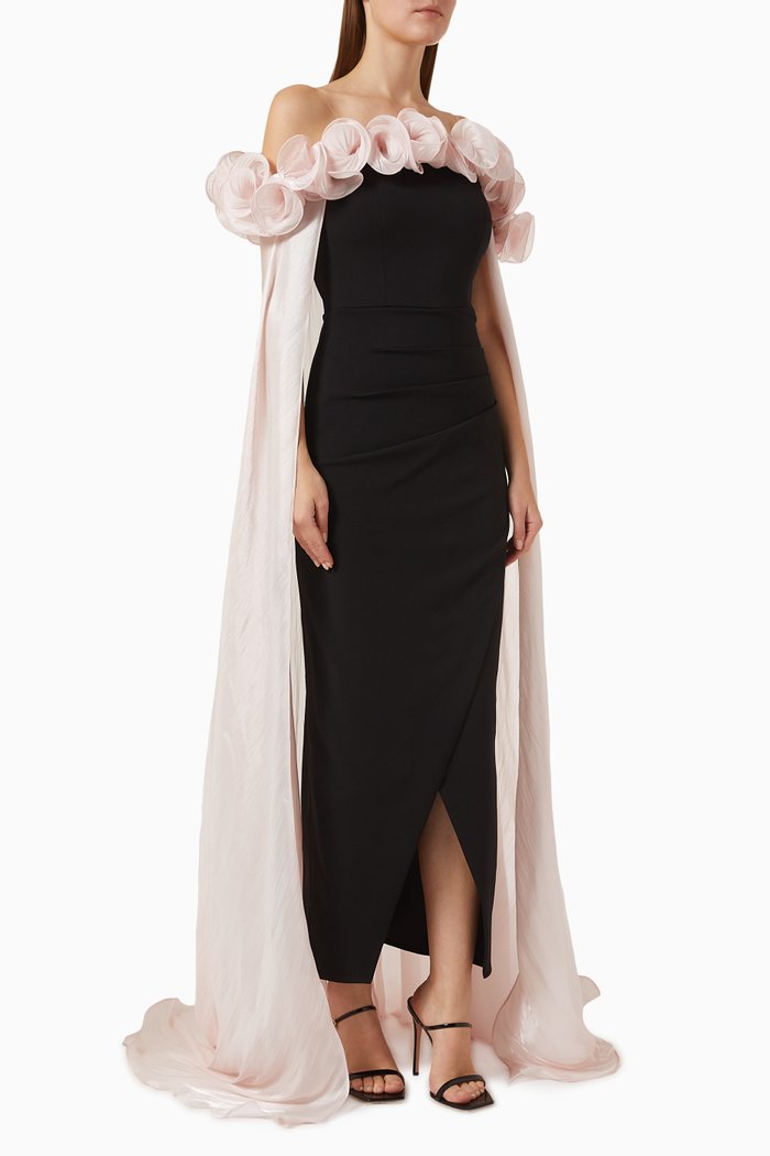 

Off-shoulder Ruffle Dress in Scuba-crepe, Pink
