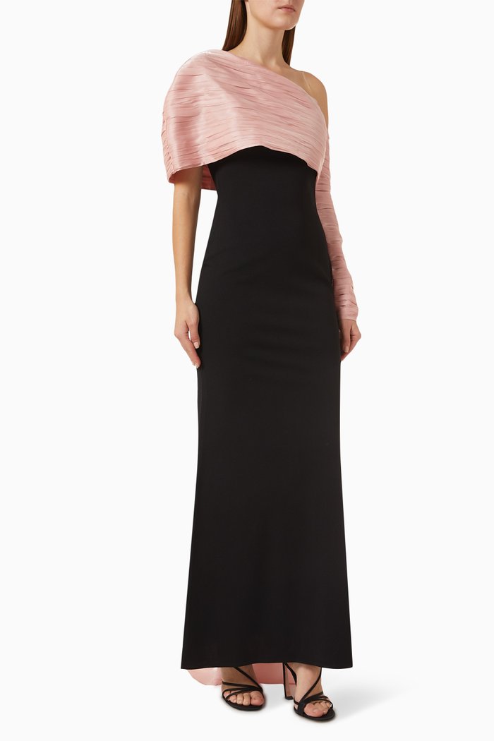 

One-shoulder Drape Dress in Scuba-crepe, Pink