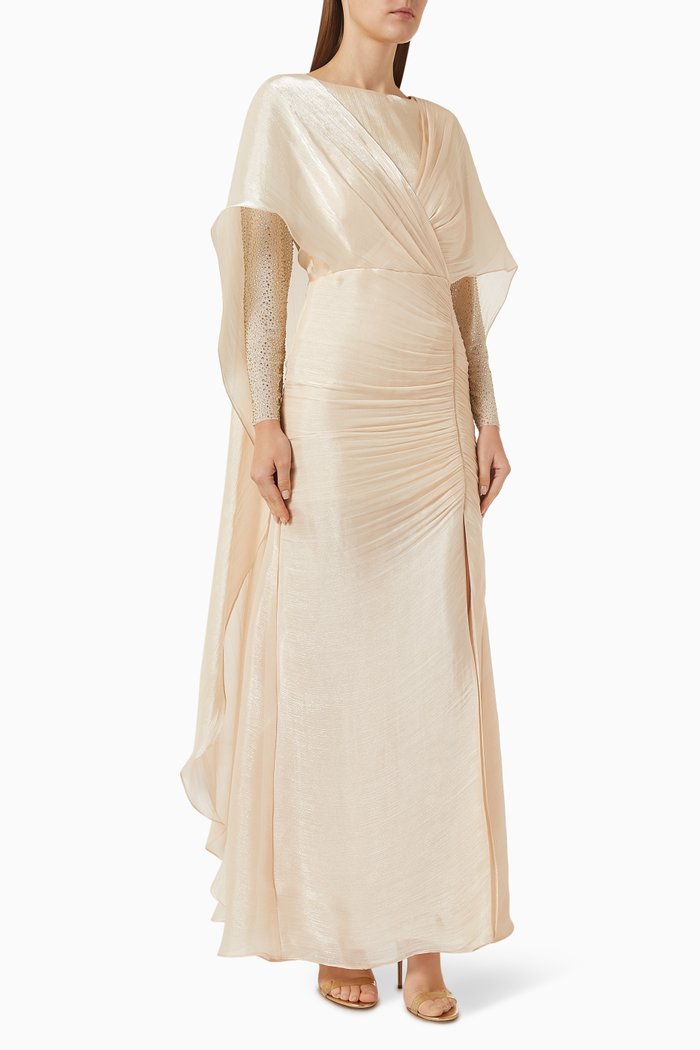 

Crystal-embellished Sleeve Dress, Gold