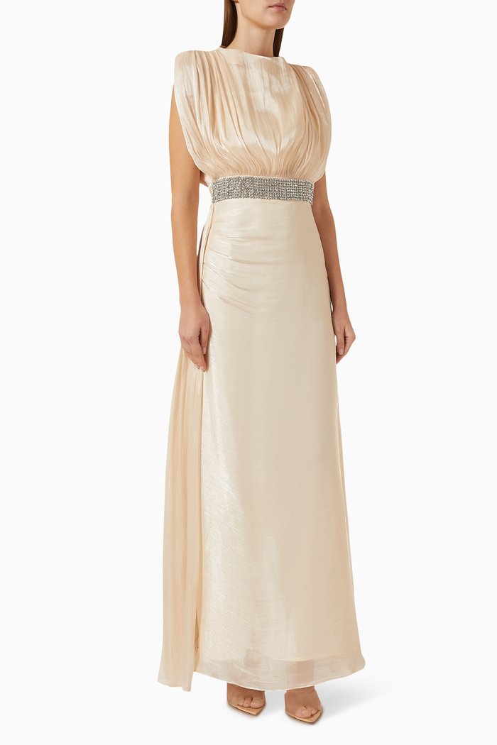 

Crystal-embellished Dress in Crepe, Gold