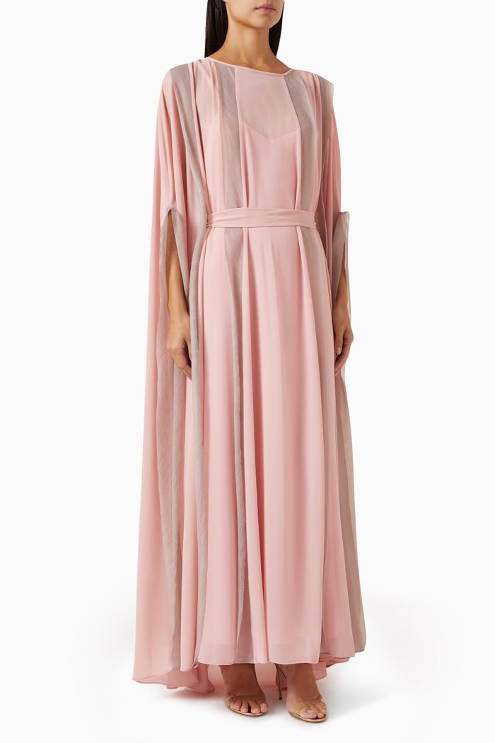 

Tuberose Panelled Kaftan in Crepe, Pink