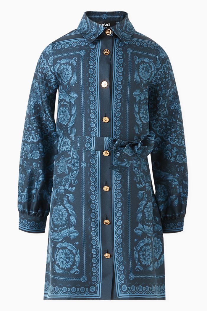 

Barocco Shirt Dress in Silk Twill, Blue