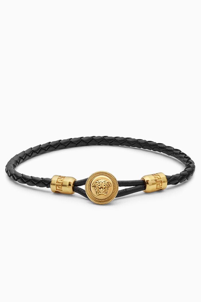 

Medusa Braided Bracelet in Leather, Black
