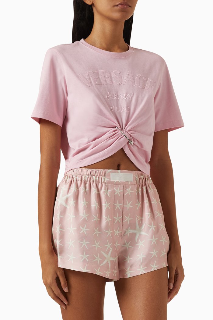 

Cropped Logo T-shirt in Cotton, Pink