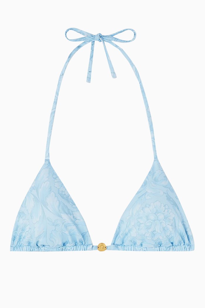 

Barocco Bikini Top in Stretch Nylon, Blue