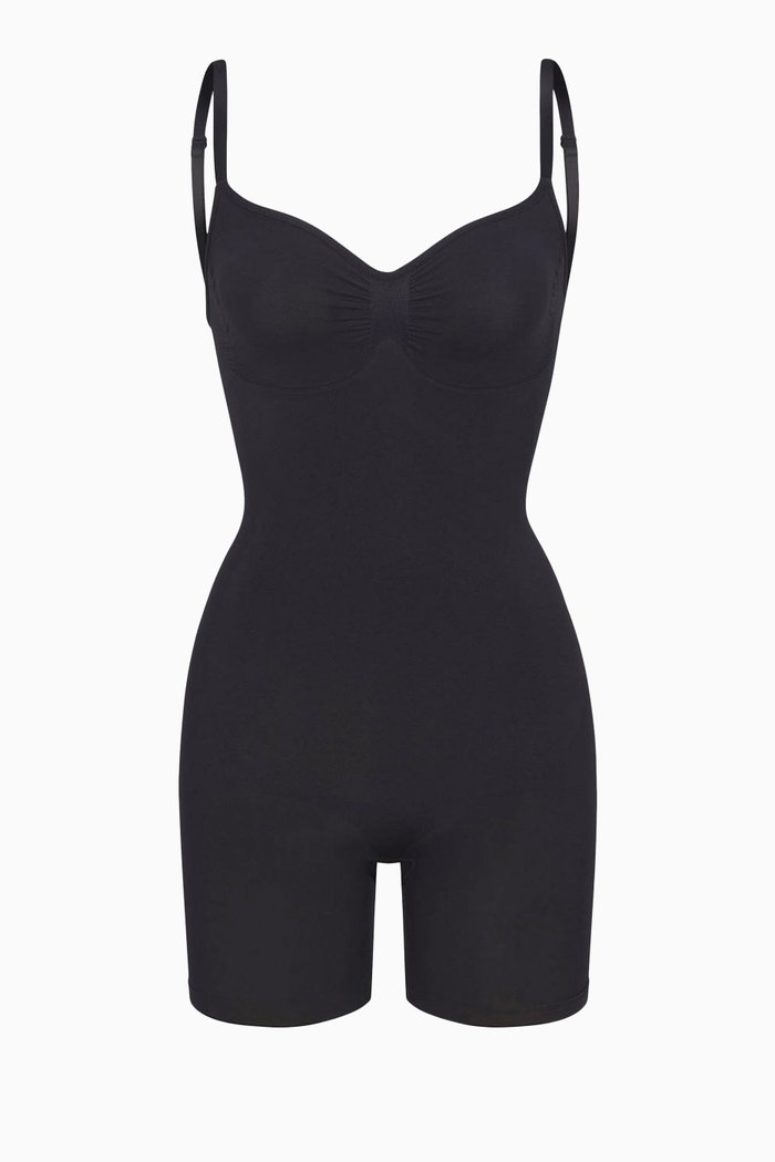 

Seamless Sculpt Low-back Mid-thigh Bodysuit, Black