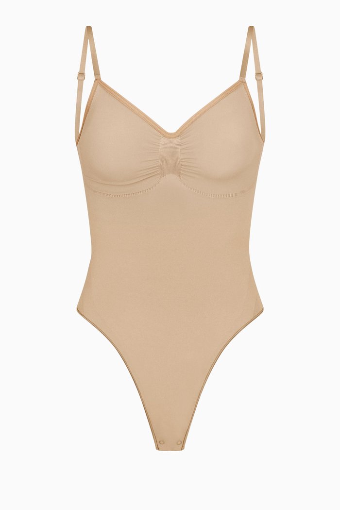 

Seamless Sculpt Low-back Thong Bodysuit, Grey