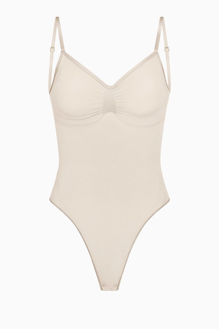 

Seamless Sculpt Low-back Thong Bodysuit, Neutral