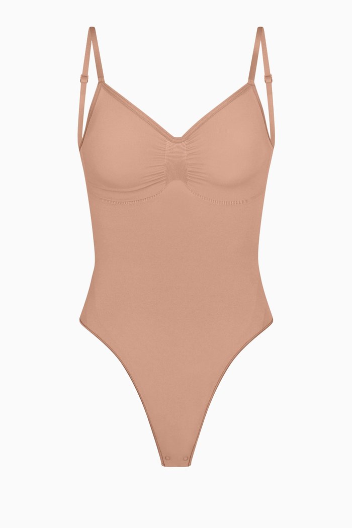 

Seamless Sculpt Low-back Thong Bodysuit, Brown