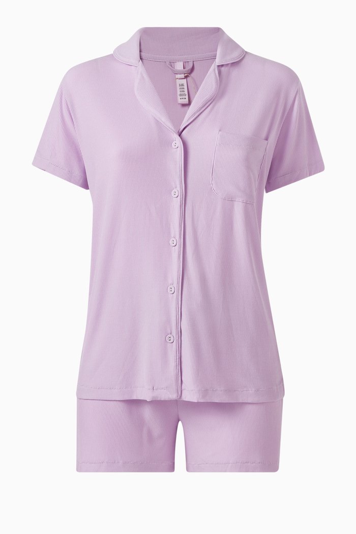 

Soft Lounge Short Pyjama Set in Ribbed Modal, Purple