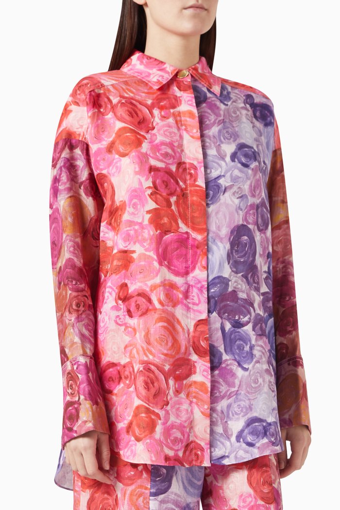 

Vision Oversized Shirt in Linen, Multicolour