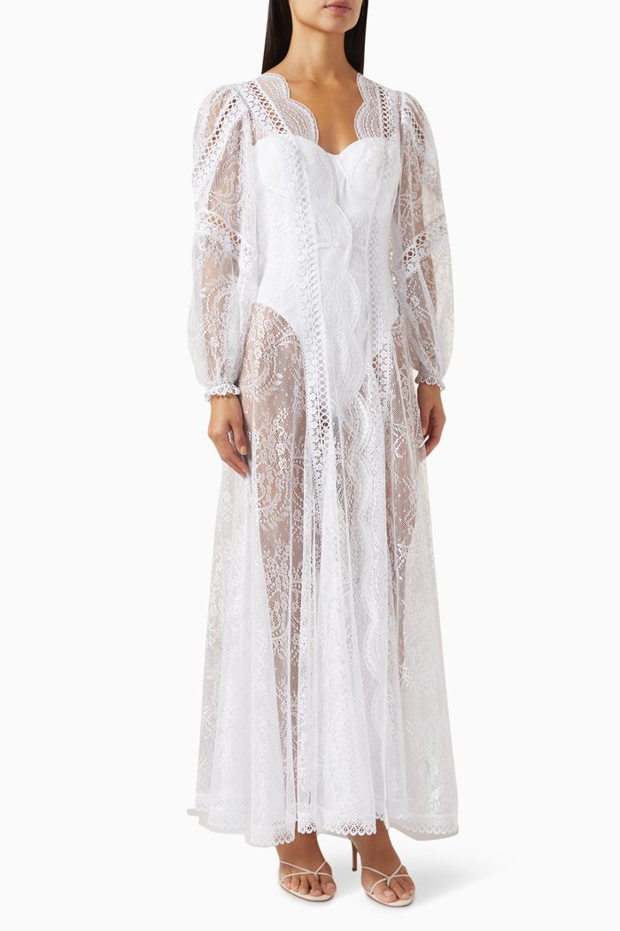 

Lodie Embroidered Cover-up Jacket in Lace, White