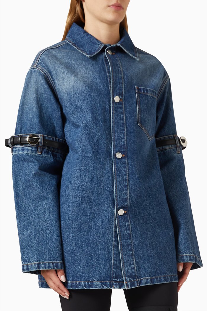 

Belted Overshirt in Denim, Blue