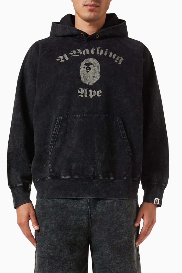 

Overdye Pullover Relaxed-fit Hoodie in Cotton, Black