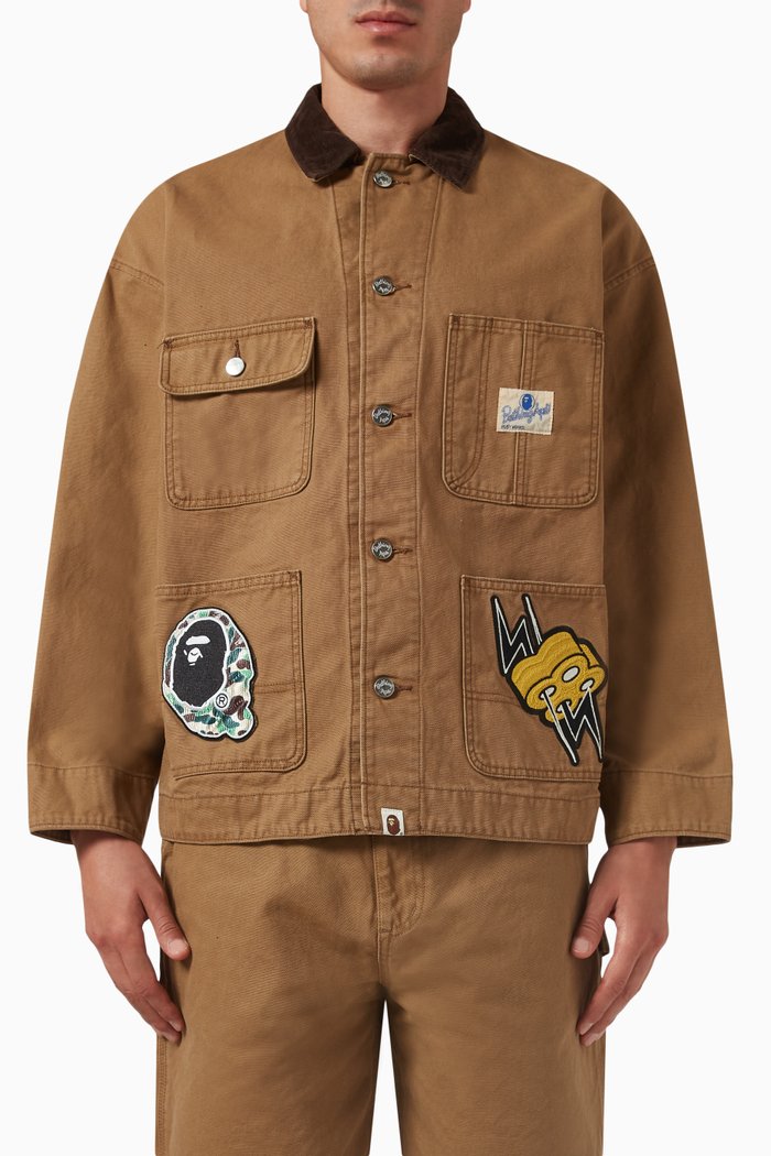 

Washed Duck Coverall Jacket in Cotton, Neutral