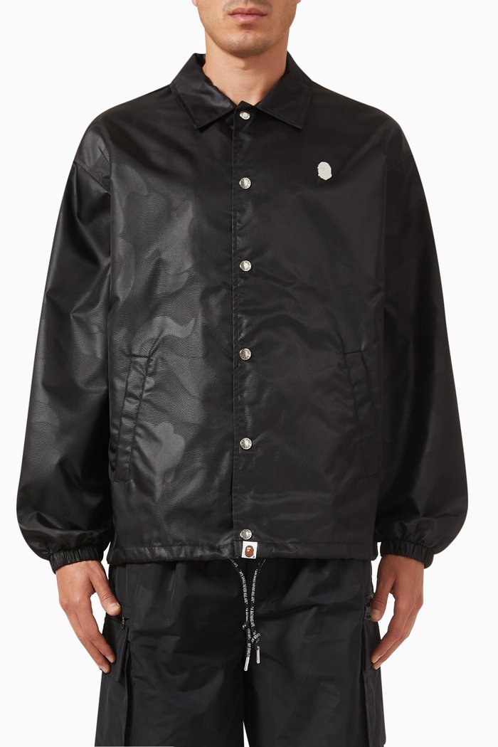 

Ink Camo Coach Jacket in Nylon, Black
