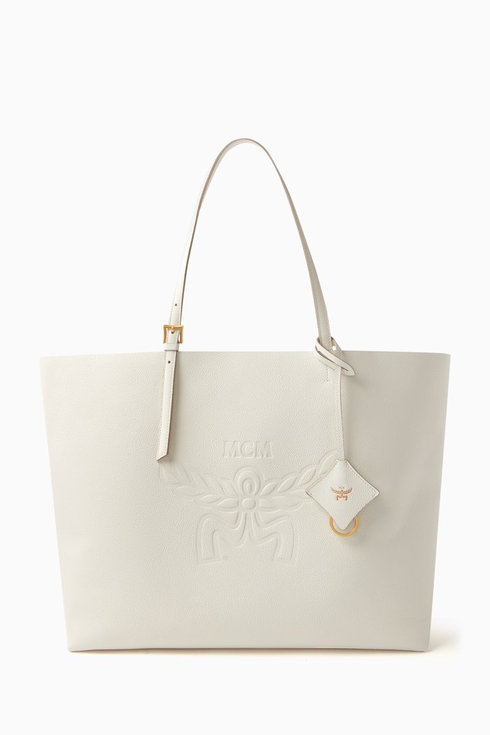 

Large Himmel Shopper Tote Bag in Leather, White