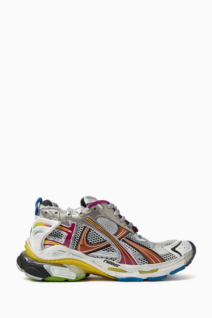 

Runner Sneakers in Mesh & Nylon, Grey