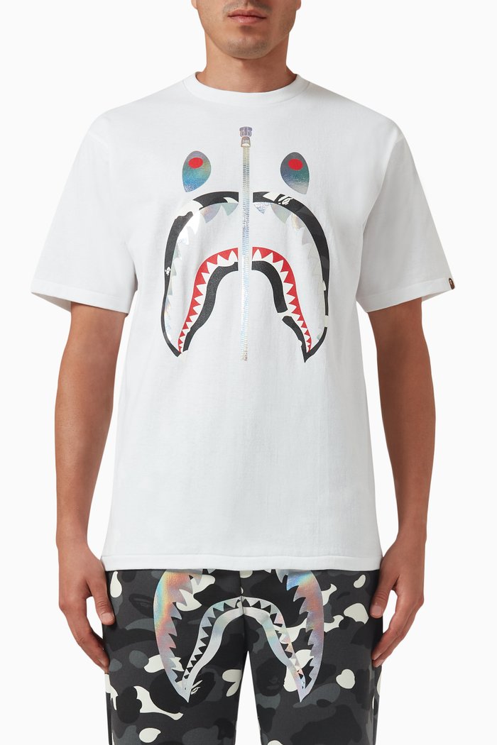 

City Camo Shark T-shirt in Cotton, White