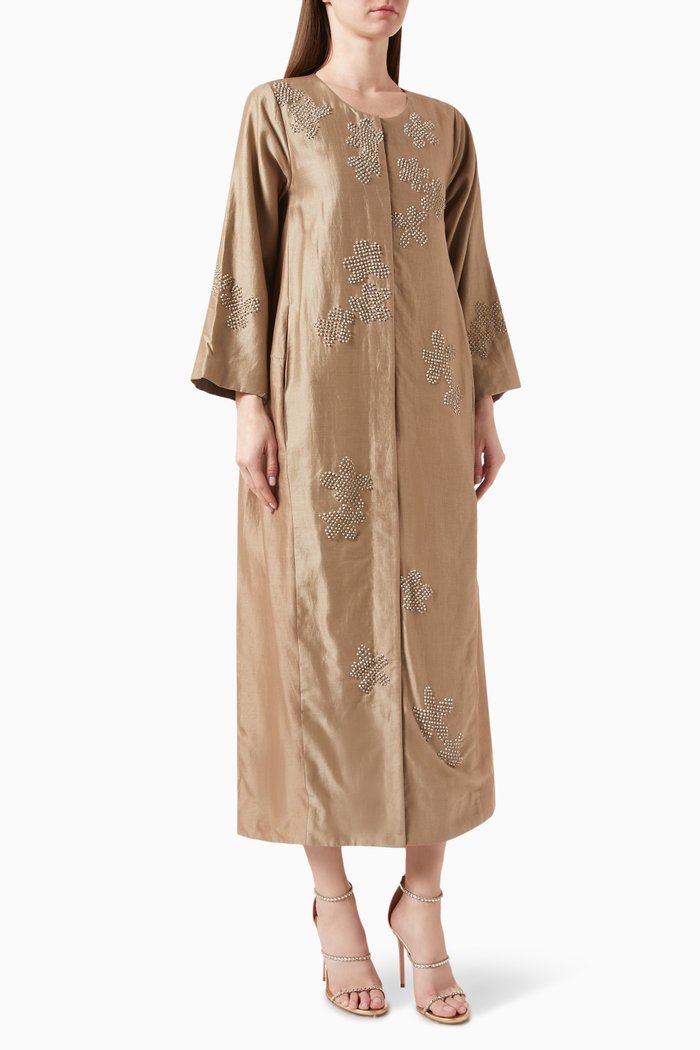 

Button Down Cocoon Jacket in Silk, Neutral