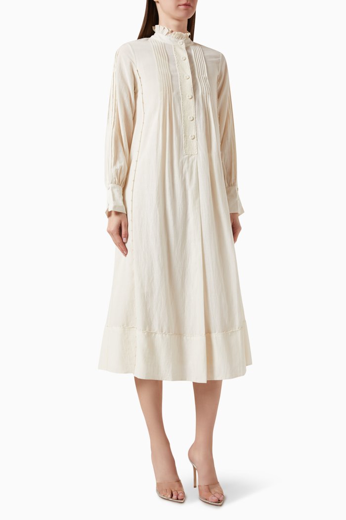 

Button-down Shirt Midi Dress, Neutral