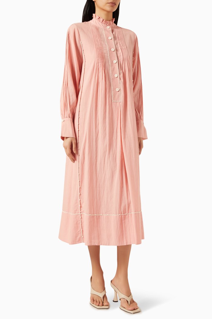 Button-down Shirt Midi Dress, Pink