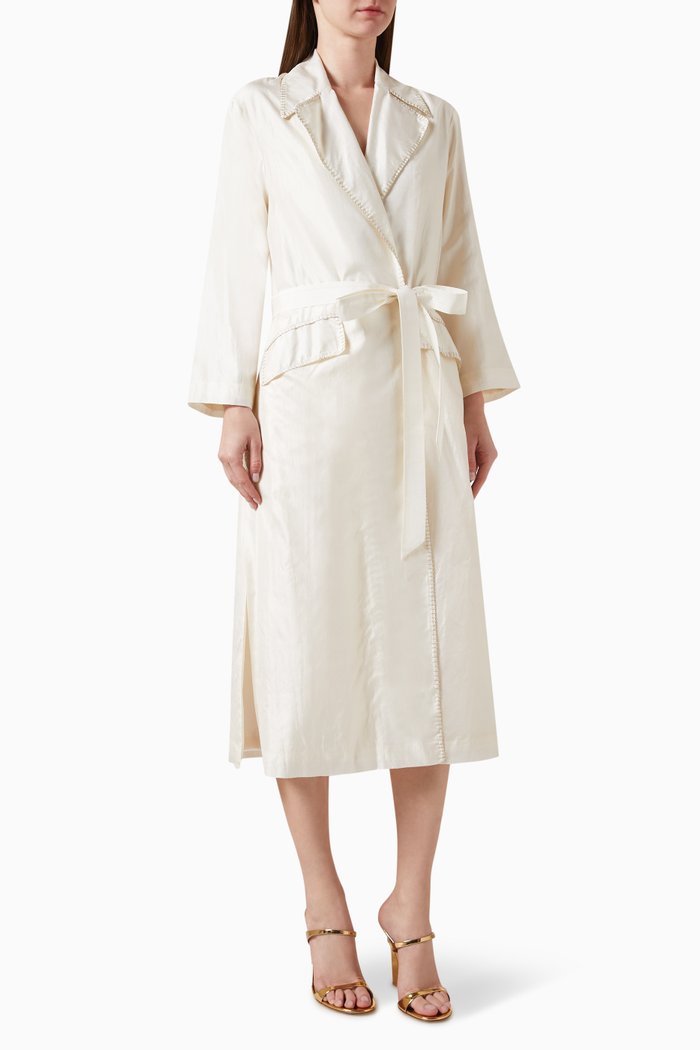 

Trench Coat in Mulberry Silk, Neutral