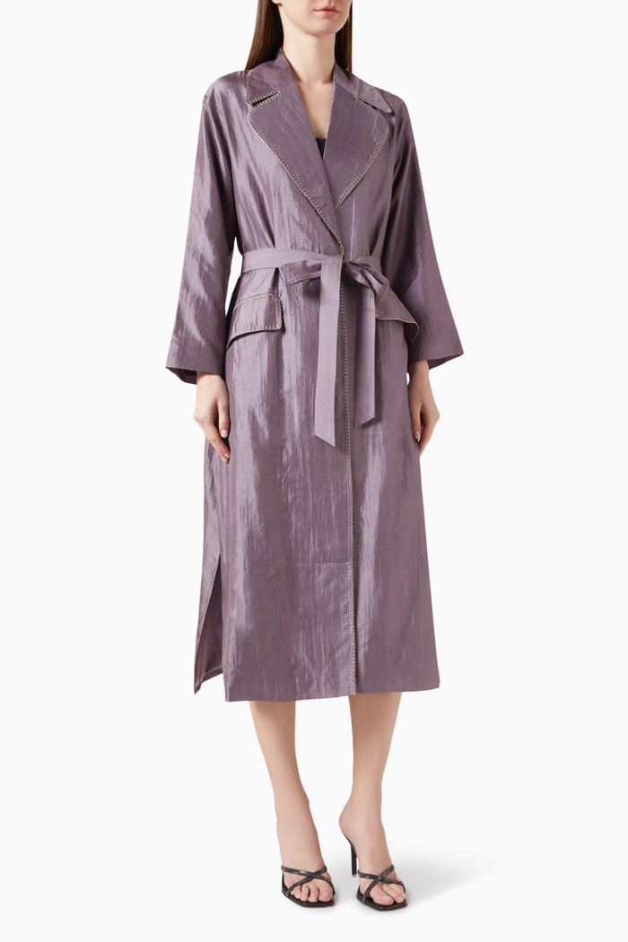 

Trench Coat in Mulberry Silk, Purple