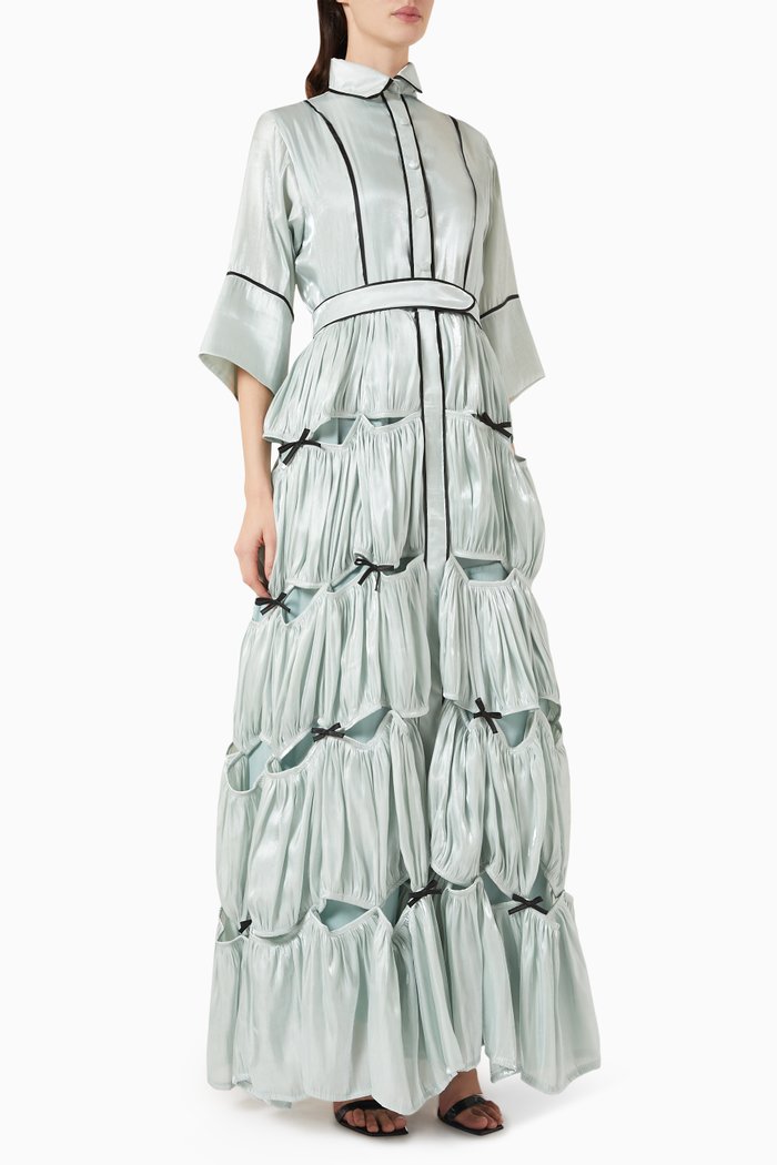

Shearing Layered Maxi Dress in Shiny Chiffon, Green