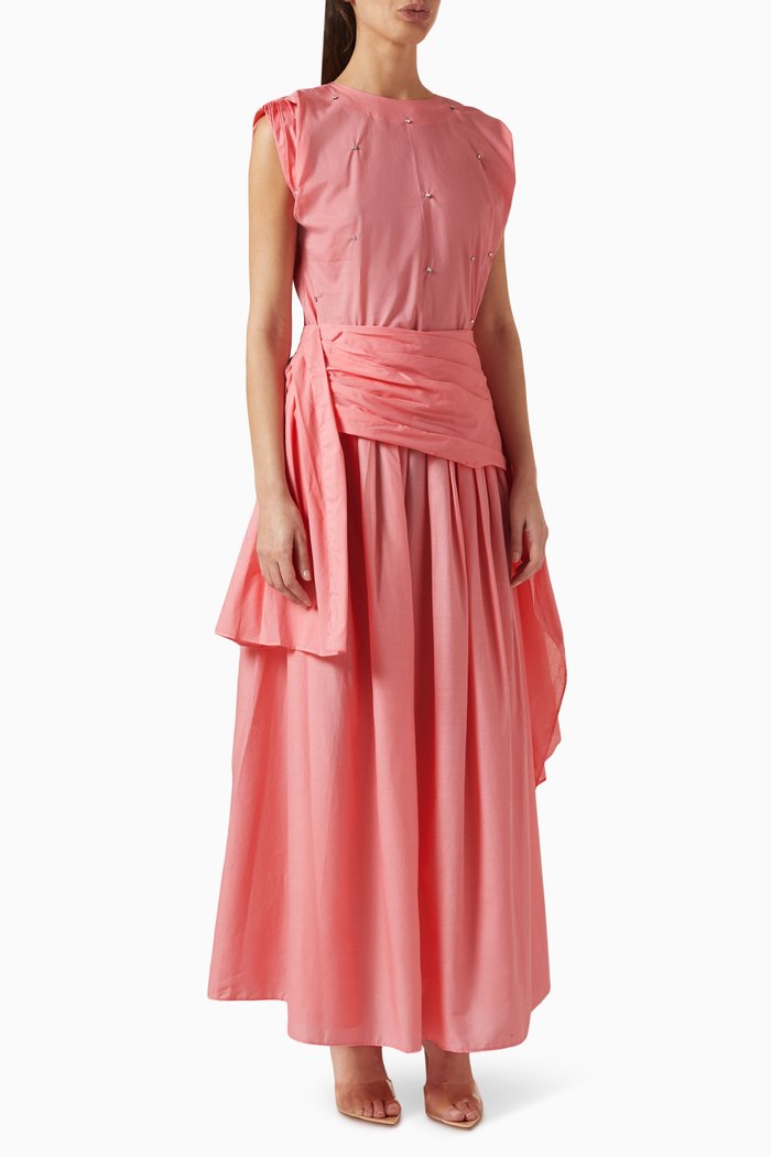 Crystal-embellished Maxi Dress in Cotton, Pink