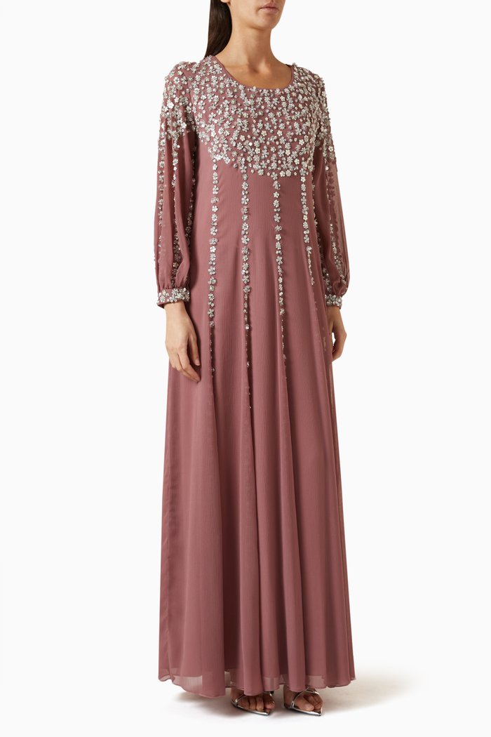 

Floral Sequin-embellished Kaftan, Pink