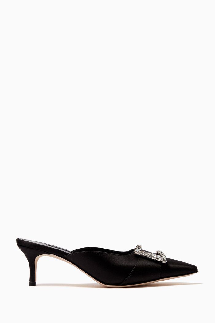 

Ramimu 50 Crystal-embellished Buckle Mules in Satin, Black