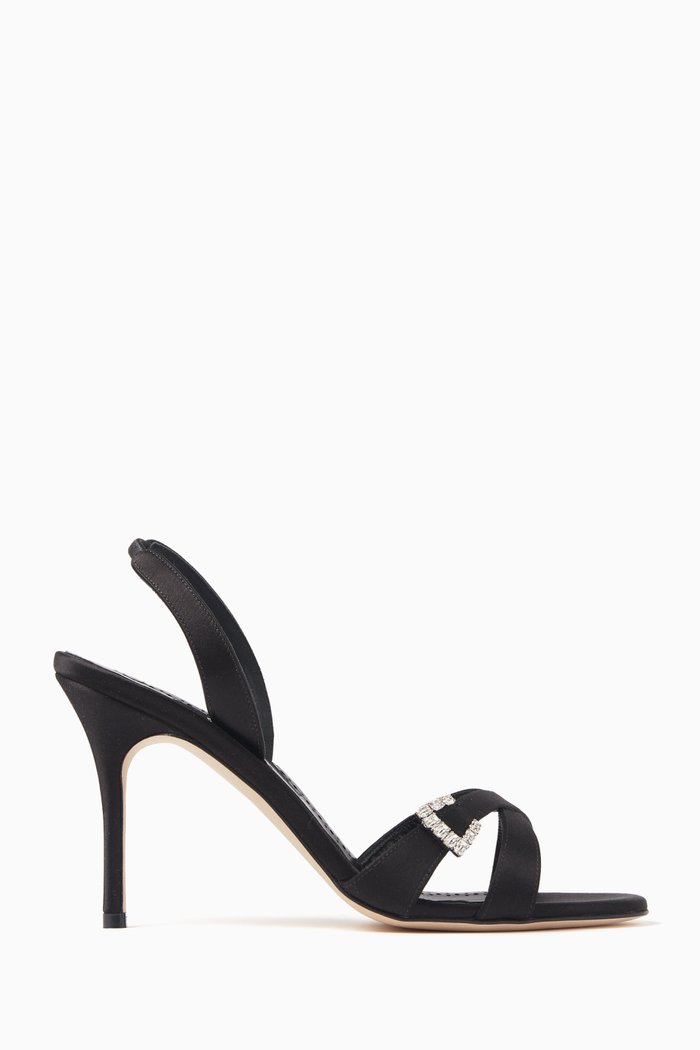 Ramisli 90 Criss-cross Sandals in Satin, Black