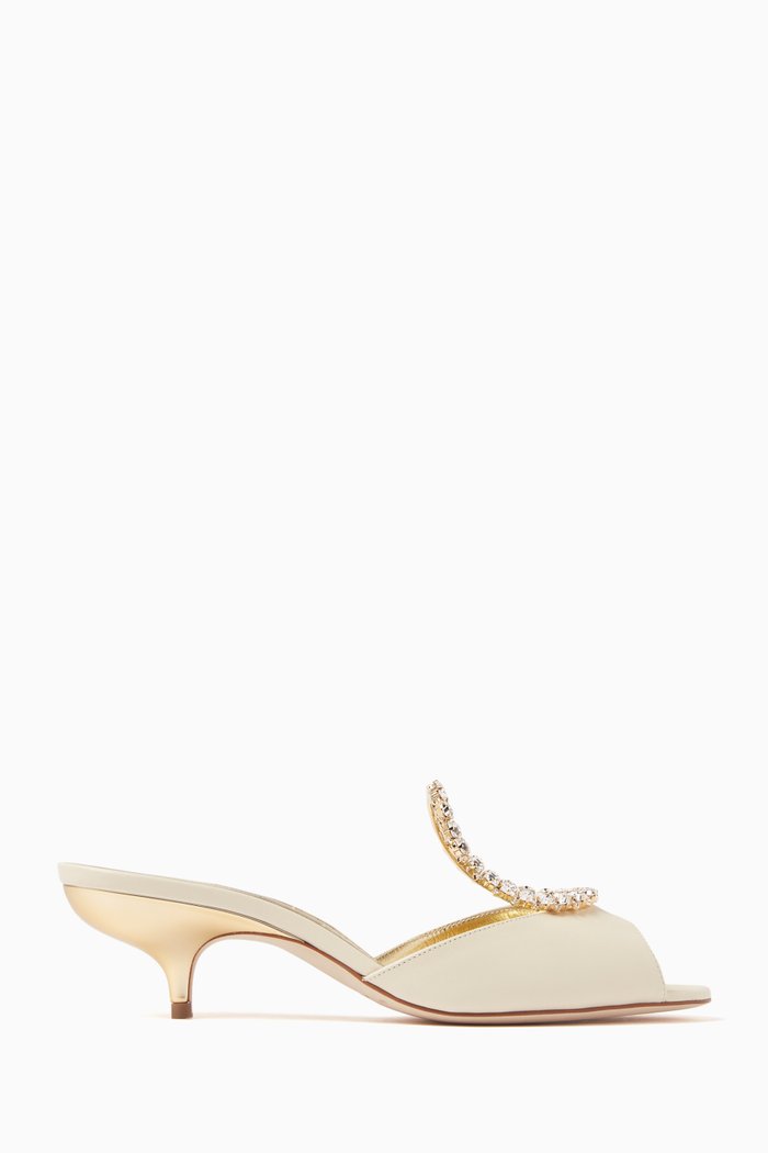 

Astria 50 Crystal Mule Sandals in Nappa Leather, Neutral