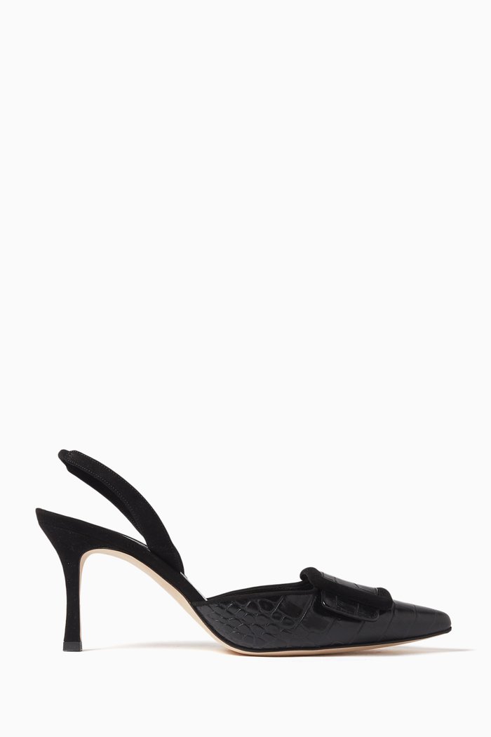 

Maysli 70 Slingback Pumps in Croc-embossed Leather, Black