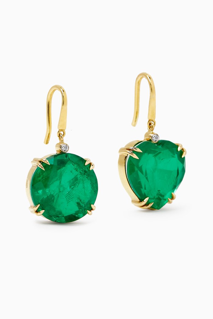 

Mismatched Emerald Drop Earrings in 18kt Gold