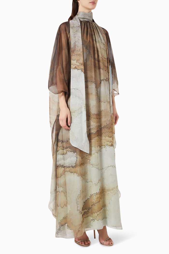 

Printed Kaftan in Chiffon, Neutral