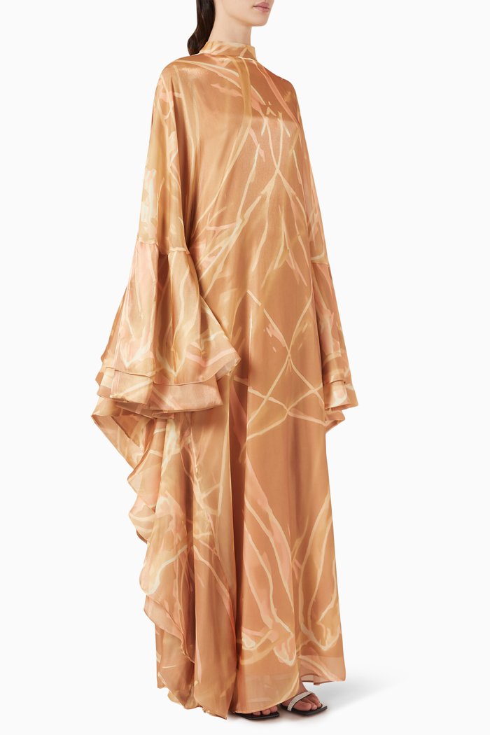 

Printed Kaftan in Shiny Organza, Neutral
