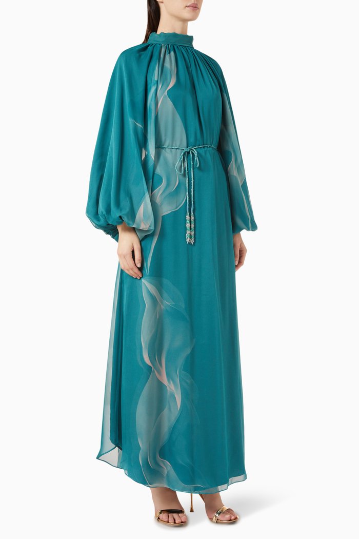 

Printed Kaftan in Chiffon, Blue