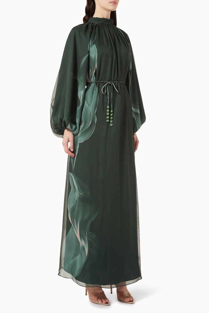 

Printed Kaftan in Chiffon, Green