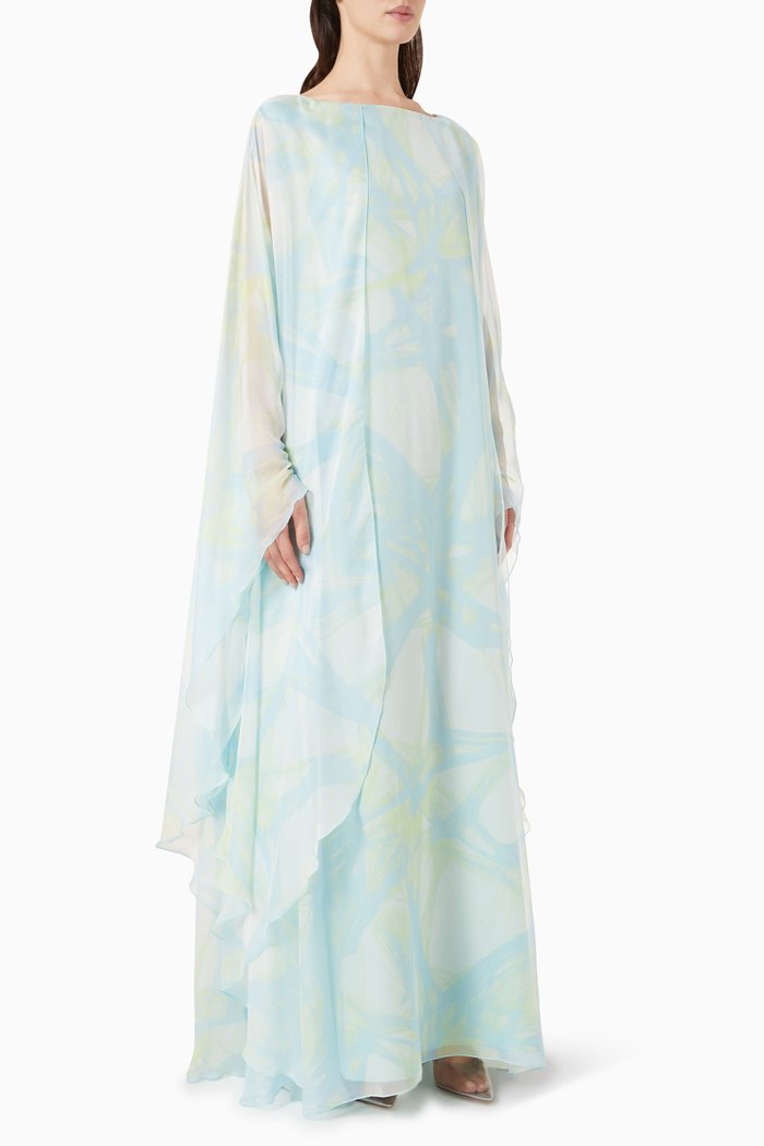 

Printed Kaftan in Chiffon, Green