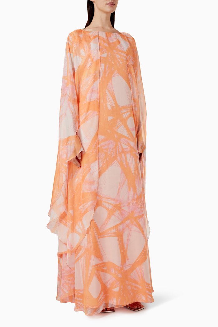 

Printed Kaftan in Chiffon, Orange