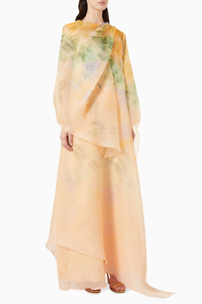 

Printed Dress in Organza, Yellow