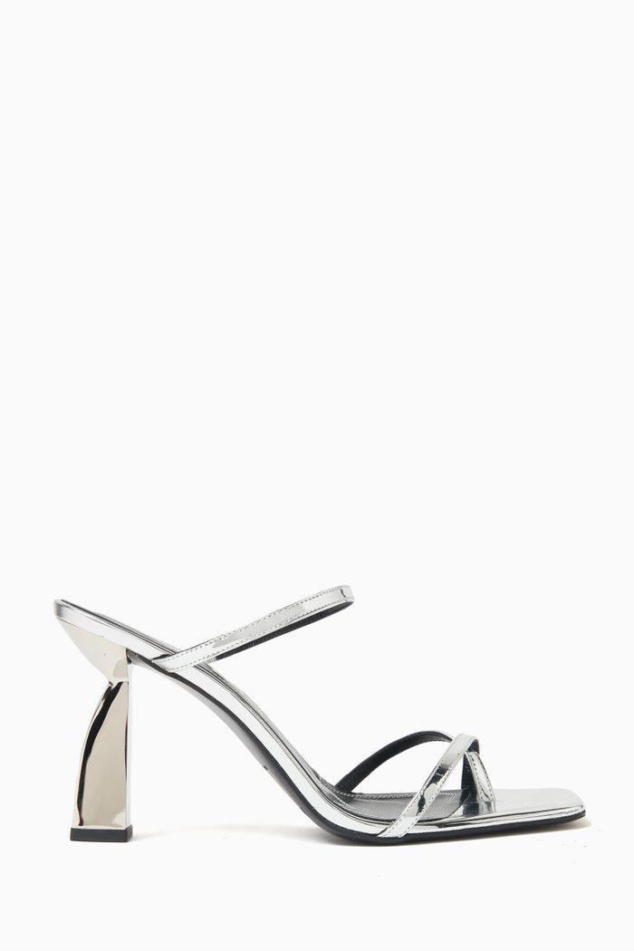 

Angel A 90 Sandals in Metallic Leather, Silver