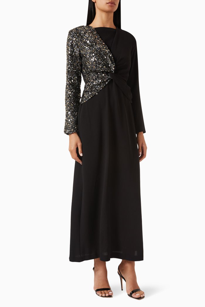 

Margaret Embellished Maxi Dress, Black