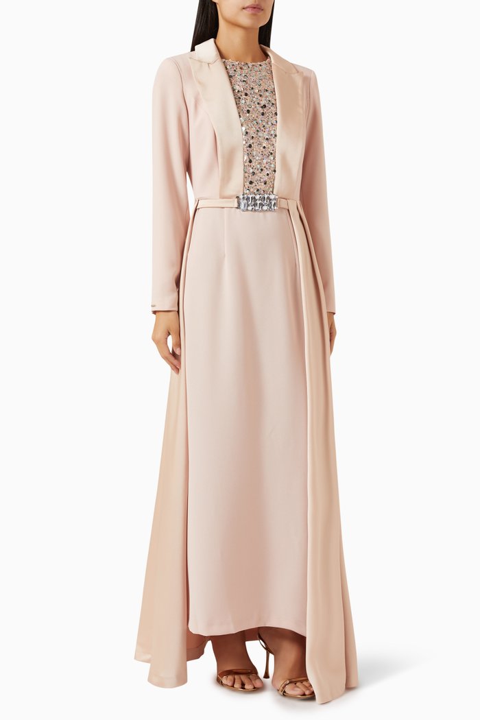 

Pearly Embellished Maxi Dress, Neutral